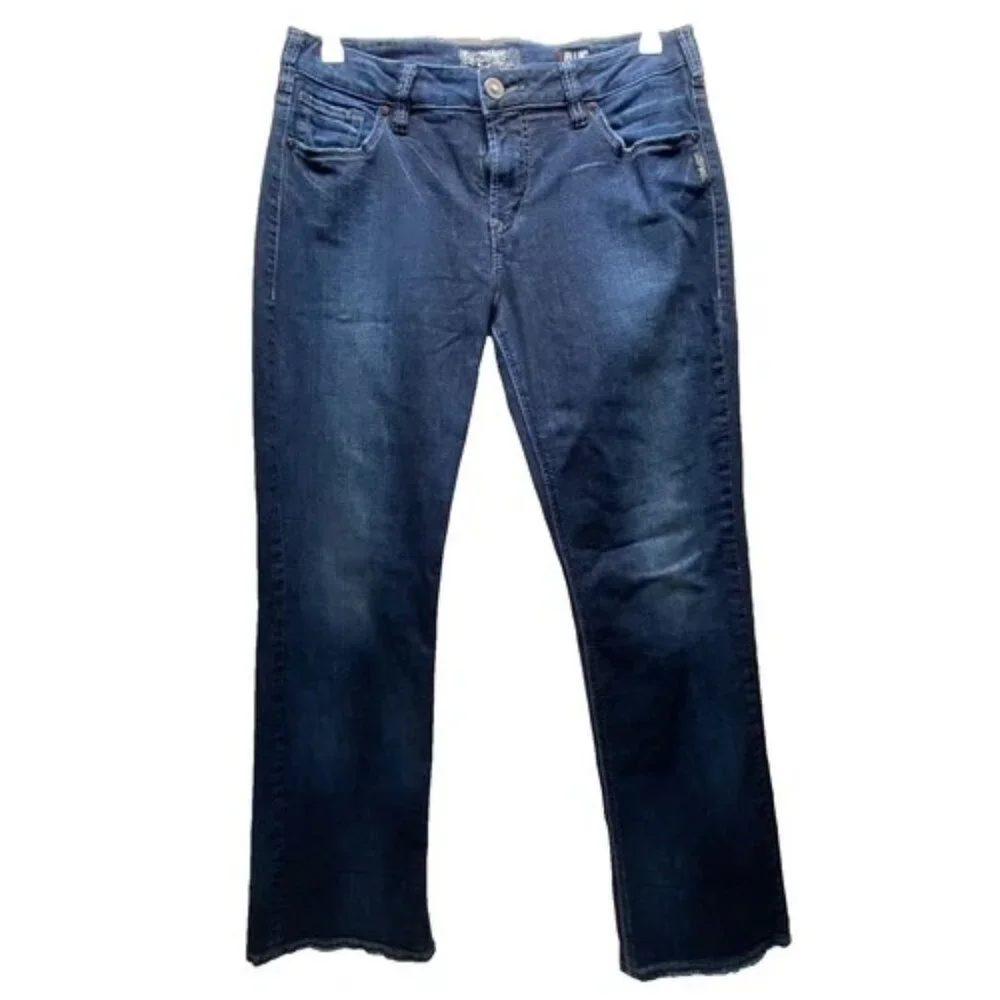 Silver Jeans Women’s W33/L31 Dark Blue Suki High Baby Boot Western Fluid‎ Denim